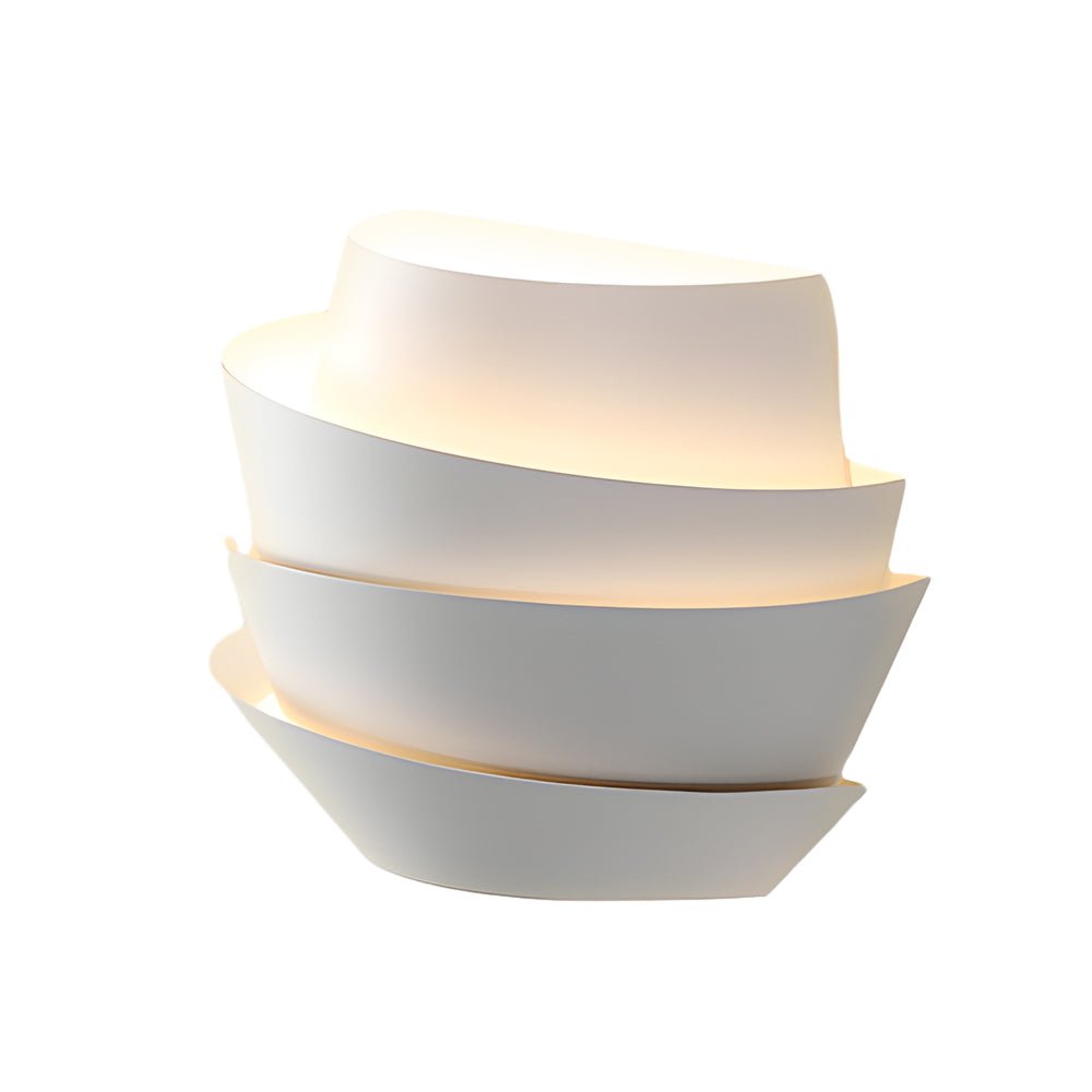 Minimalist Layers Half Cylinder Iron 2 - Light Wall Sconce - White