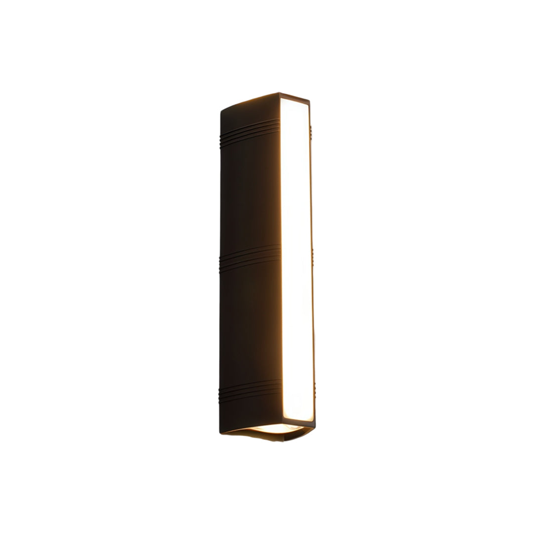Minimalist linear up down wall light with dual-beam illumination for modern outdoor architecture.