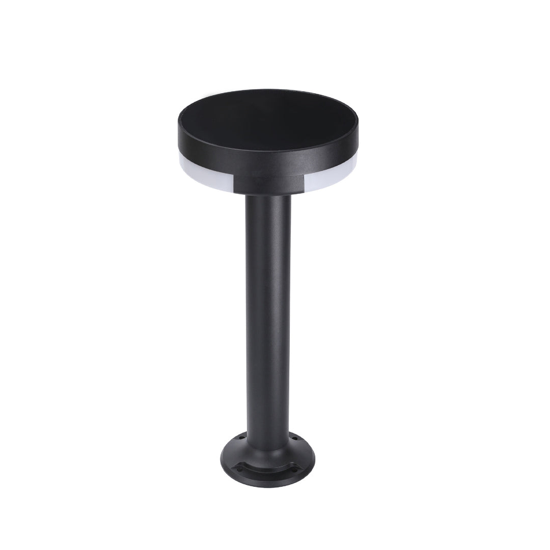 Minimalist modern pathway lighting showcasing round black top and slender vertical post