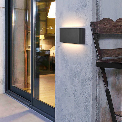 2 - Light Black Modern Low Profile Exterior Porch LED Slim Outdoor Up Down Wall Light