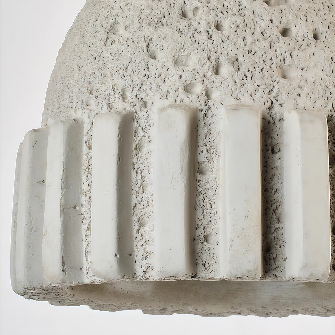 Close-up shot of a wood pendant lighting woven texture and wooden base, perfect for minimalist home decor.