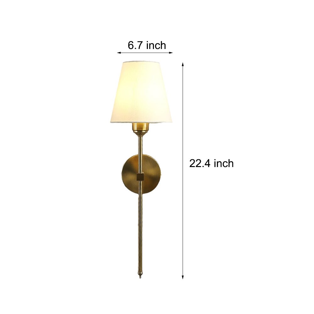 Modern 1 - Light Black/Gold Wall Sconce with White Linen Fabric Shade