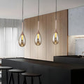 Modern 1 - Light LED Teardrop Glass Pendant Light in Amber/Smoke Gray