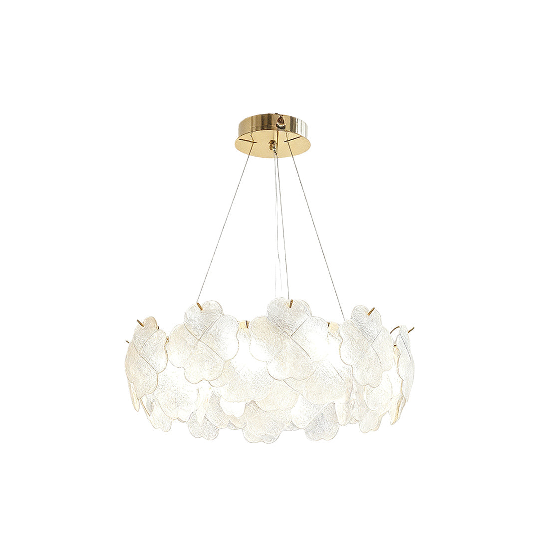 Modern artistic glass chandeliers with a cascading flower-like structure, adding luxury to dining spaces.