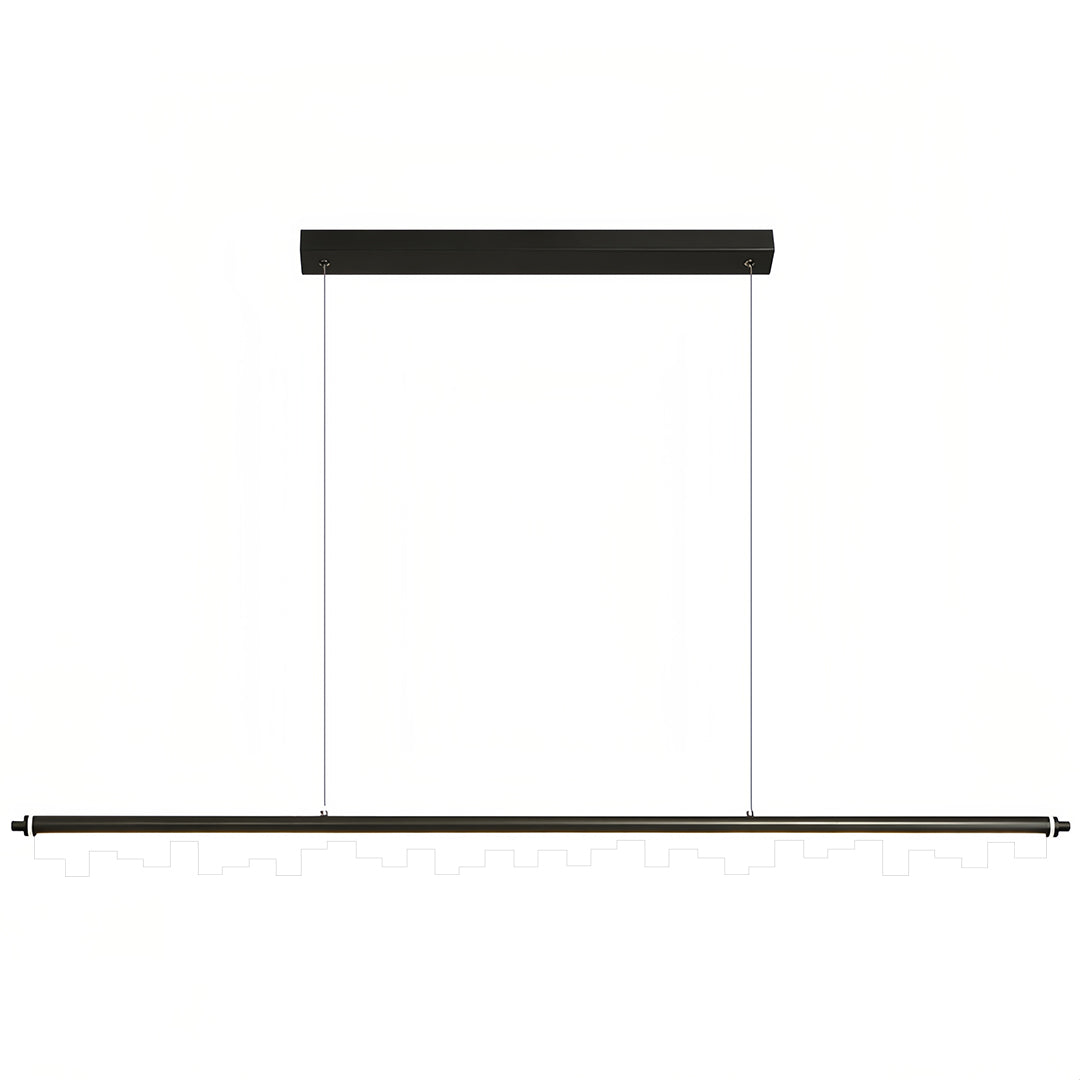 Modern black metal pendant light featuring clean horizontal bar design with simple mounting