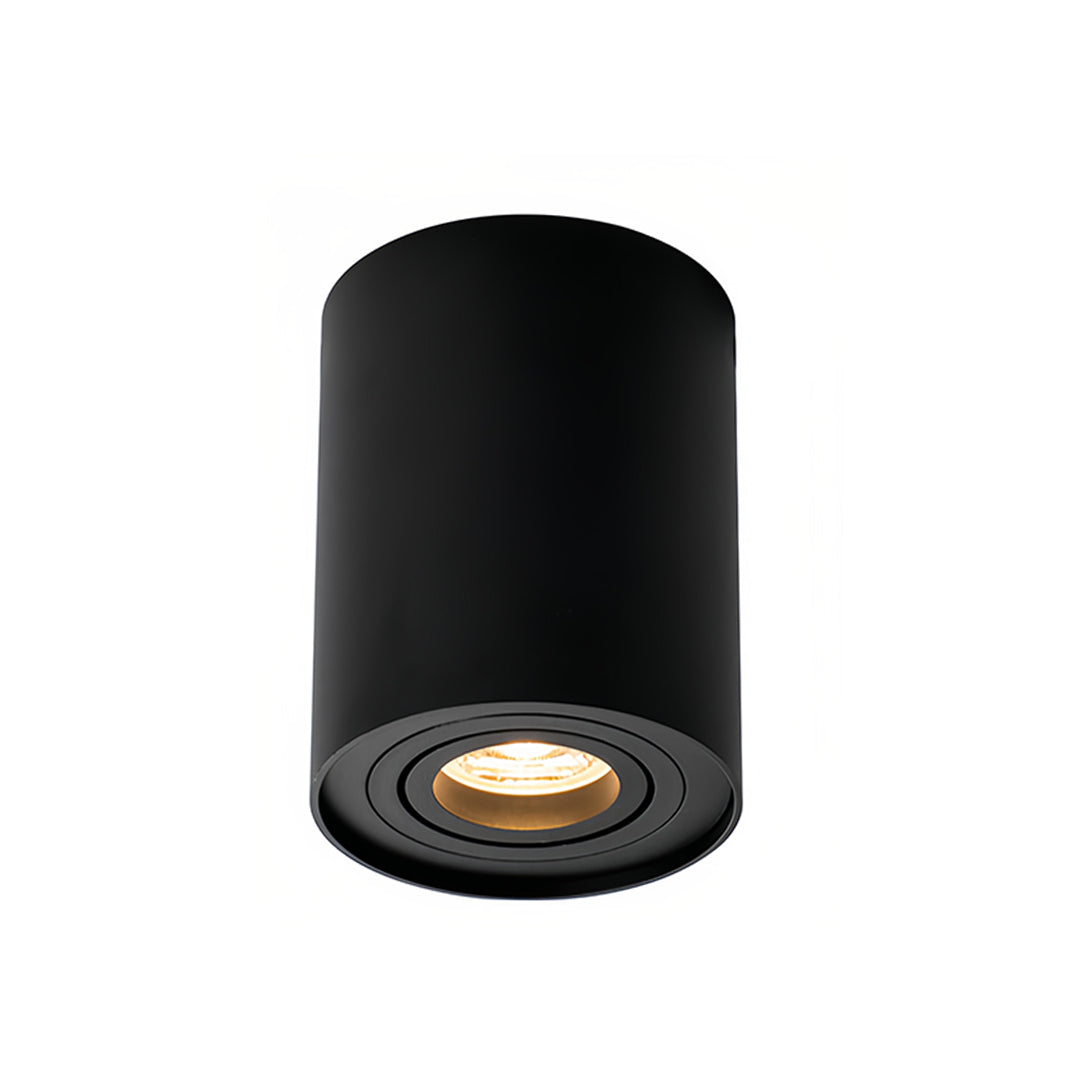Modern black surface mounted downlight with integrated LED for contemporary ceiling installation