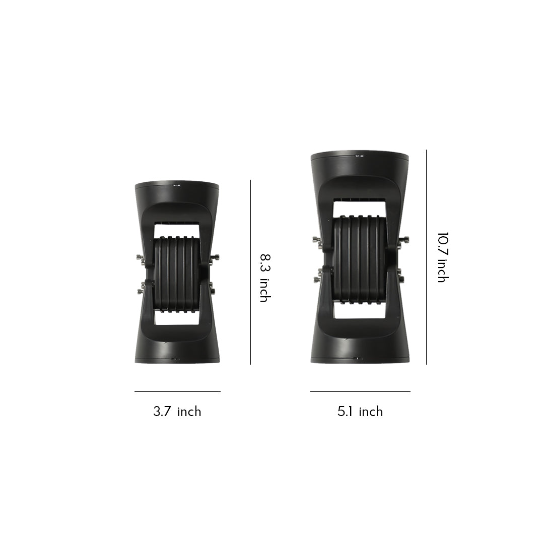 Modern black two light wall sconce with dual-beam design displayed against a white background.