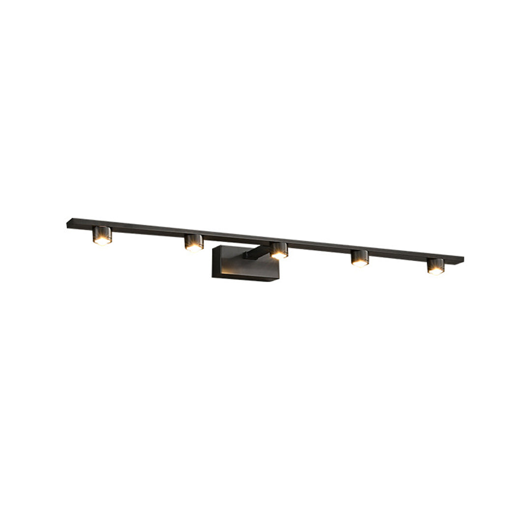 Modern black vanity lights for bathroom showcasing linear fixture with multiple directional spotlights