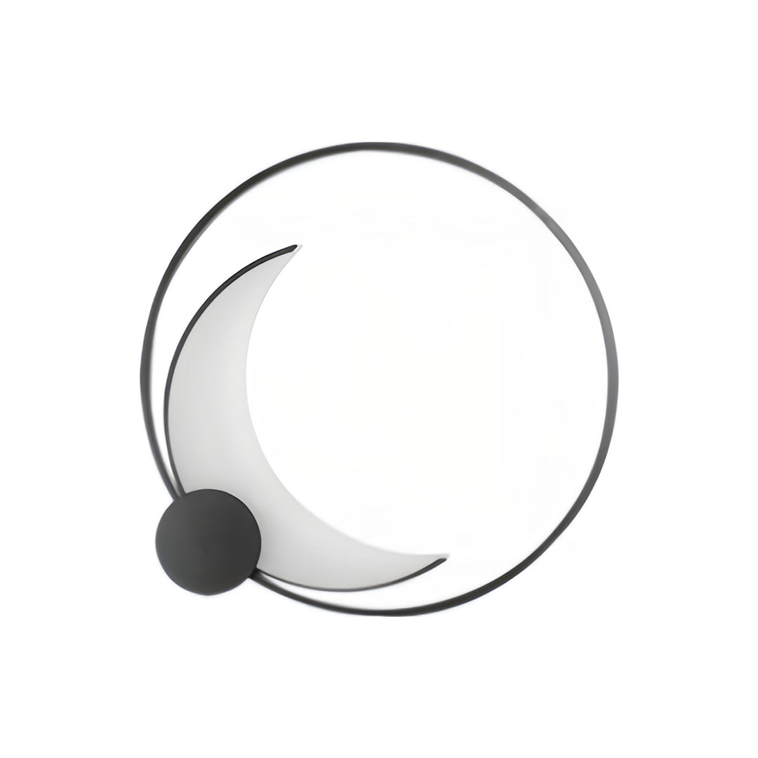 Modern decorative outdoor wall lights featuring black sphere accent on circular LED ring design