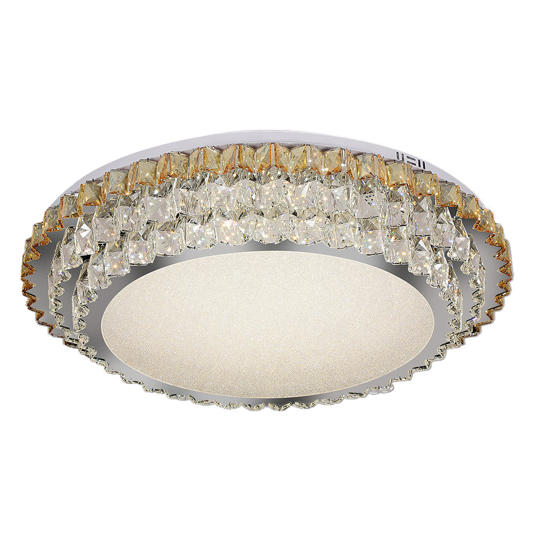 Modern flush mount light in a cozy living room with a sofa, enhancing the ambiance with subtle lighting.