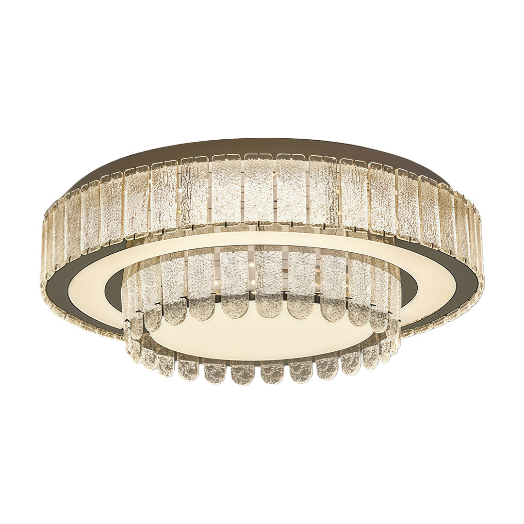 Enhance your home decor with modern flush mount light fixtures, designed with luxury crystal elements to create a chic and elegant atmosphere.