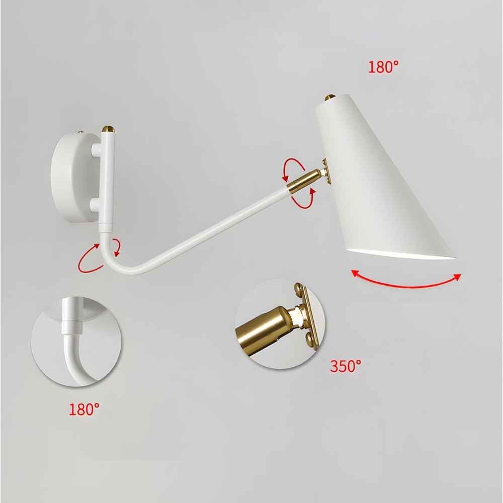 Modern Hoxton Hanging Wall Sconce with Conical Shade - 1 - Light