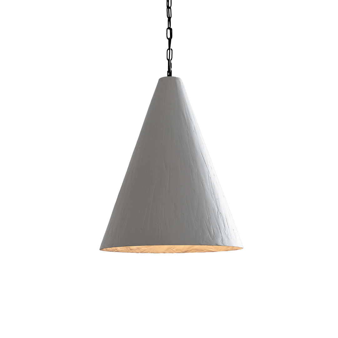 Modern Nordic style pendant light in cone shape, featuring soft neutral color.