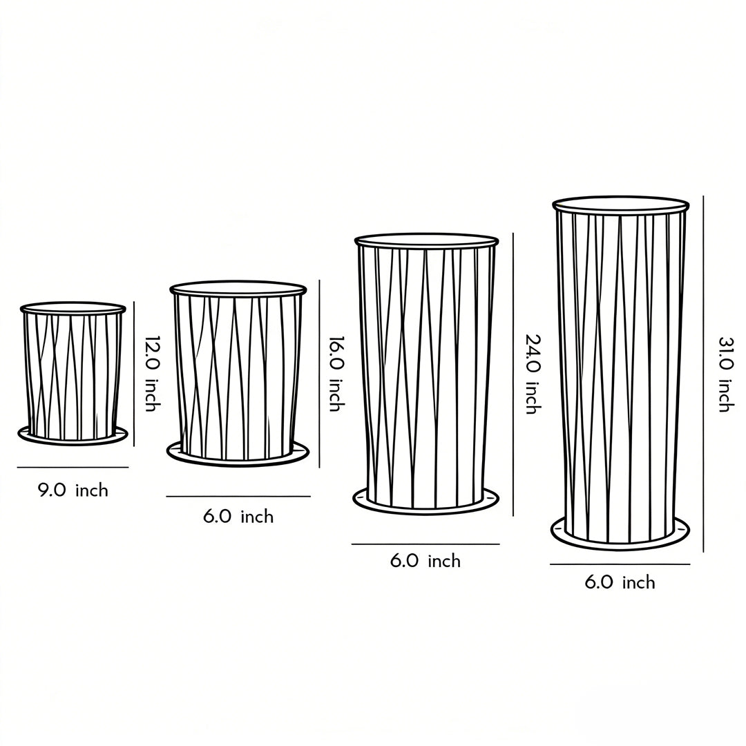 Modern outdoor lanterns product image with different design dimension.