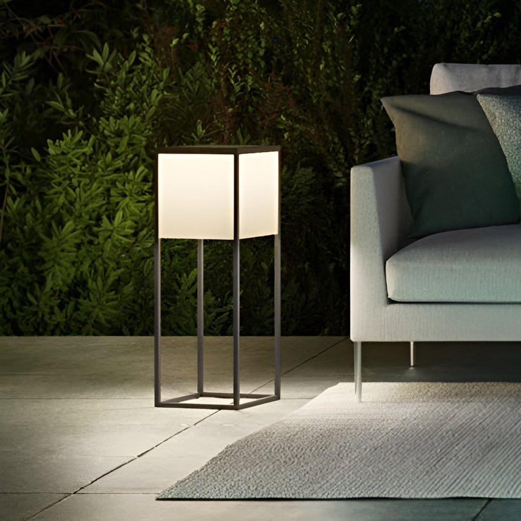 Square Solar Post Light with Acrylic Lampshade and Robust Stainless Steel Frame
