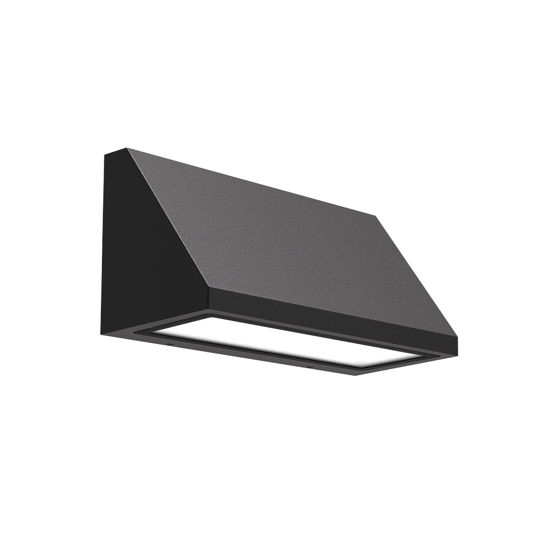 Isolated modern outdoor wall light product image displaying a sleek rectangular form with downward illumination.