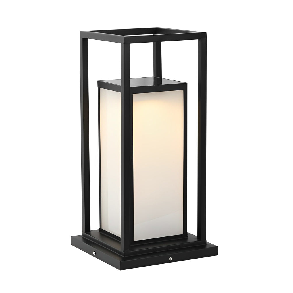 Modern outdoor wall pillar lights tall version with slim proportions and frosted glass.