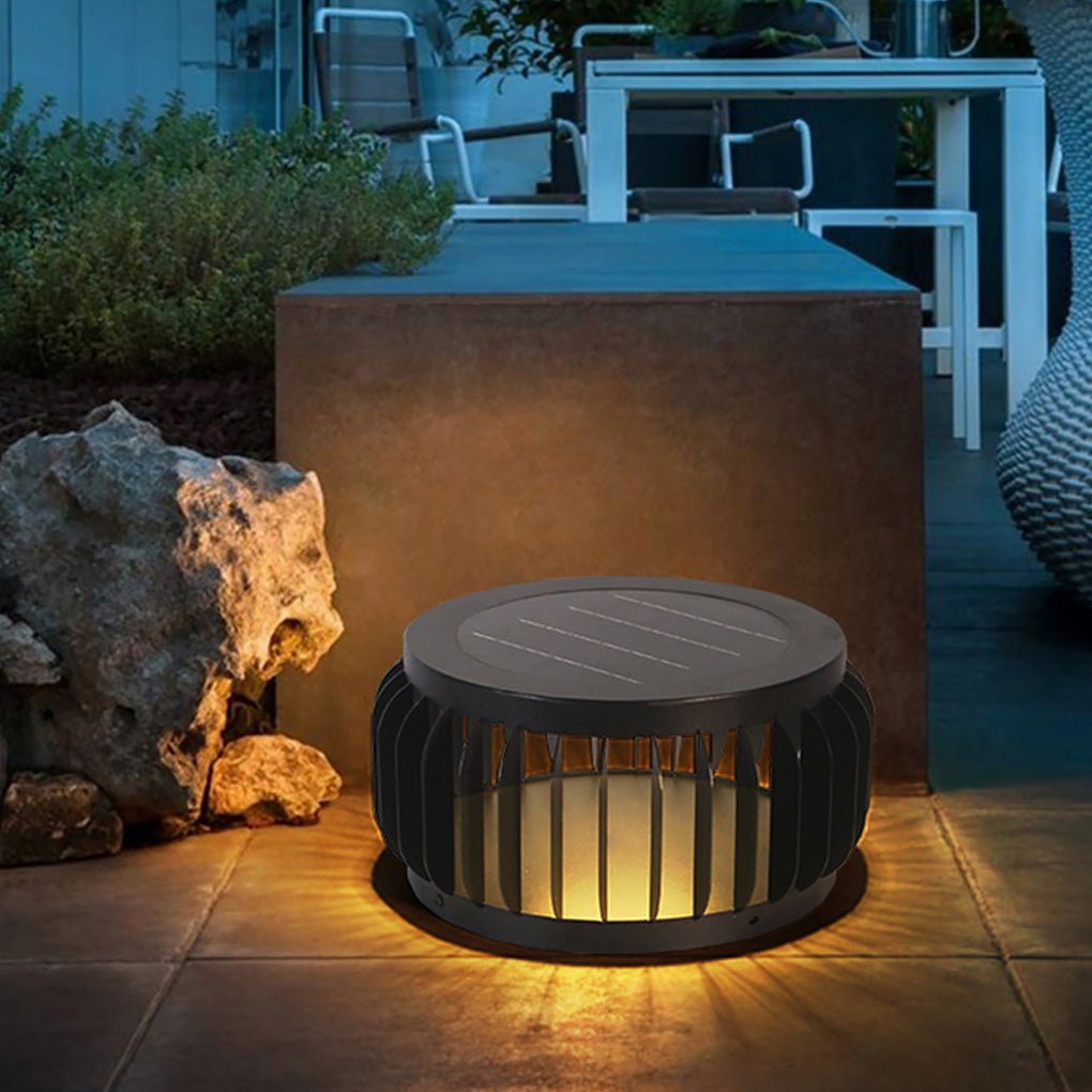 Modern Outdoor Waterproof Solar Three - color Dimming LED Garden Lamp Post Light