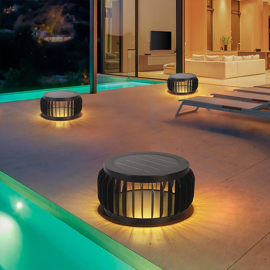 Modern Outdoor Waterproof Solar Three - color Dimming LED Garden Lamp Post Light