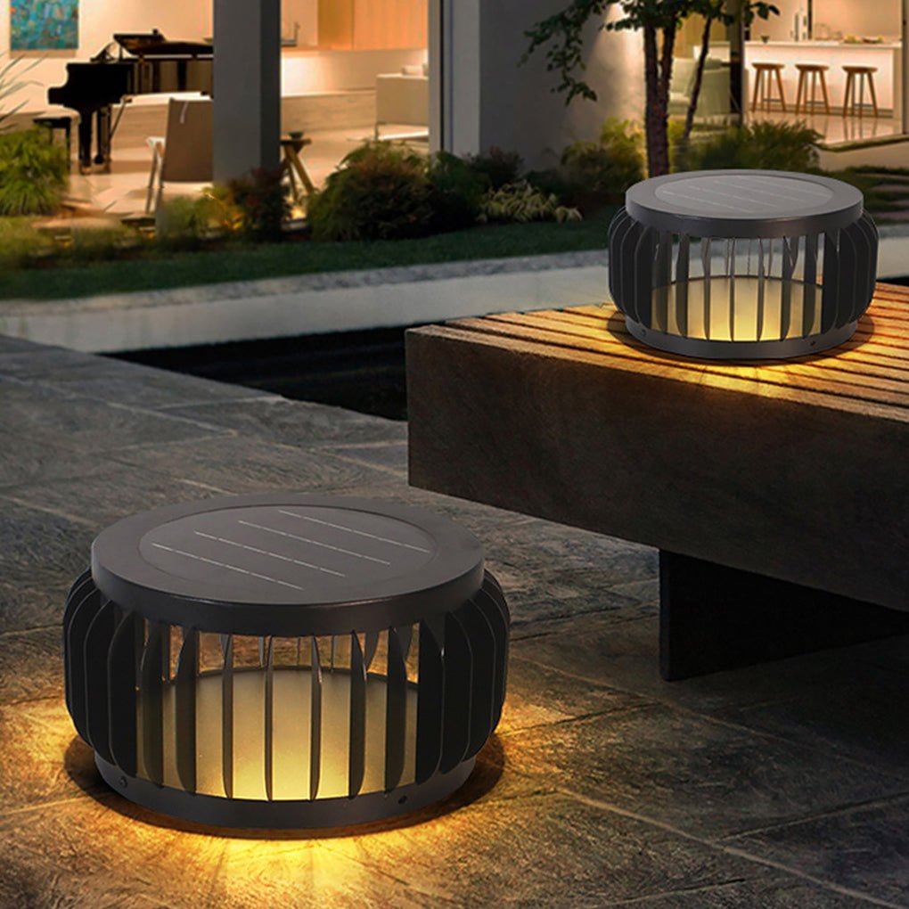 Modern Outdoor Waterproof Solar Three - color Dimming LED Garden Lamp Post Light