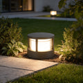 Modern round outdoor post light provides stylish and durable LED illumination for gardens, pathways, and patios.
