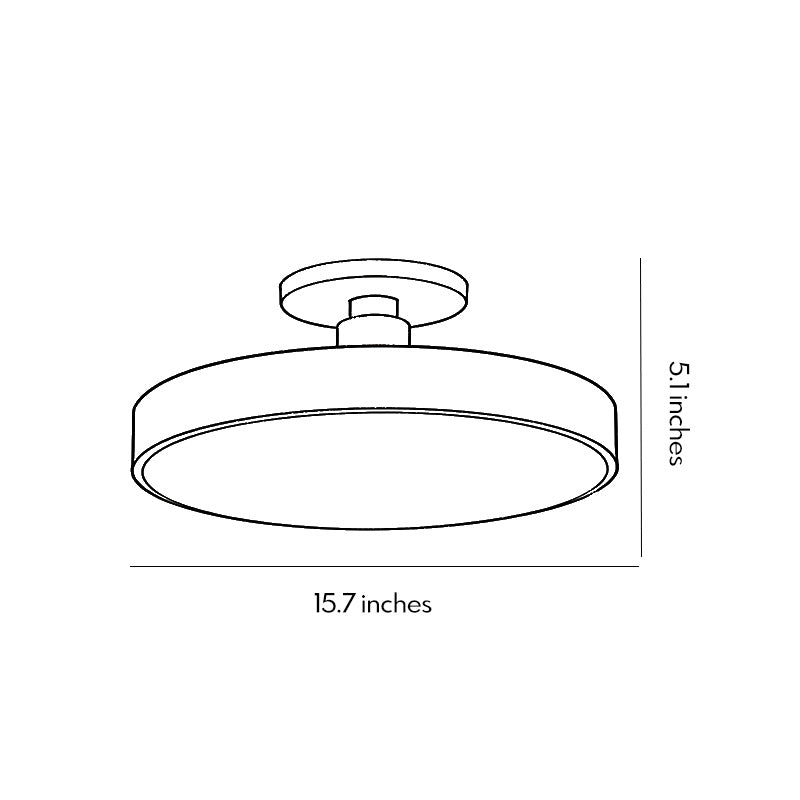 Modern semi flush mount ceiling lights dimensions, front view with size specifications.