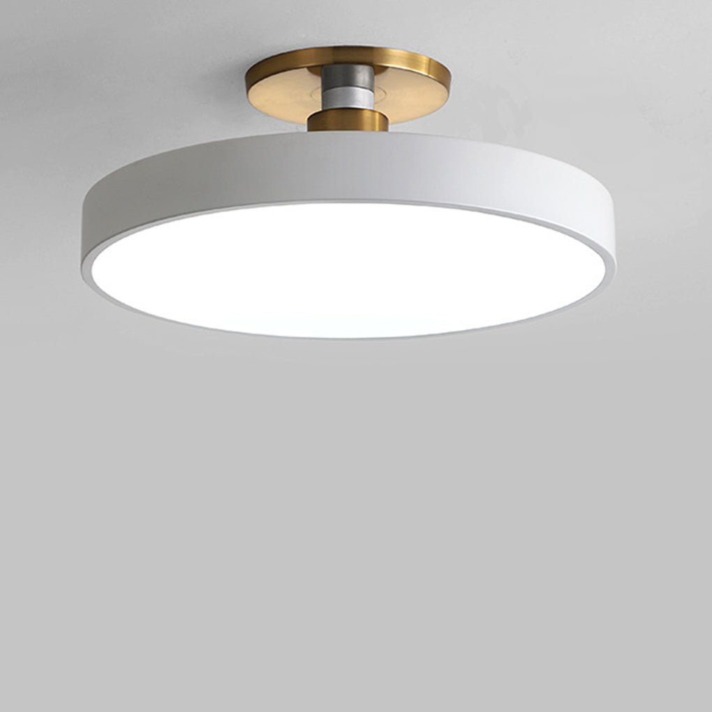 Modern semi flush mount ceiling lights in pink, close-up of the smooth surface.