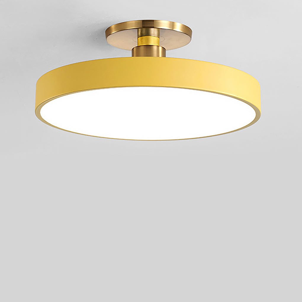 Modern semi flush mount ceiling lights in pink, front view of the playful design.