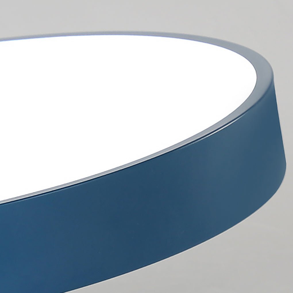 Modern semi flush mount ceiling lights in white, close-up of the minimalist design.