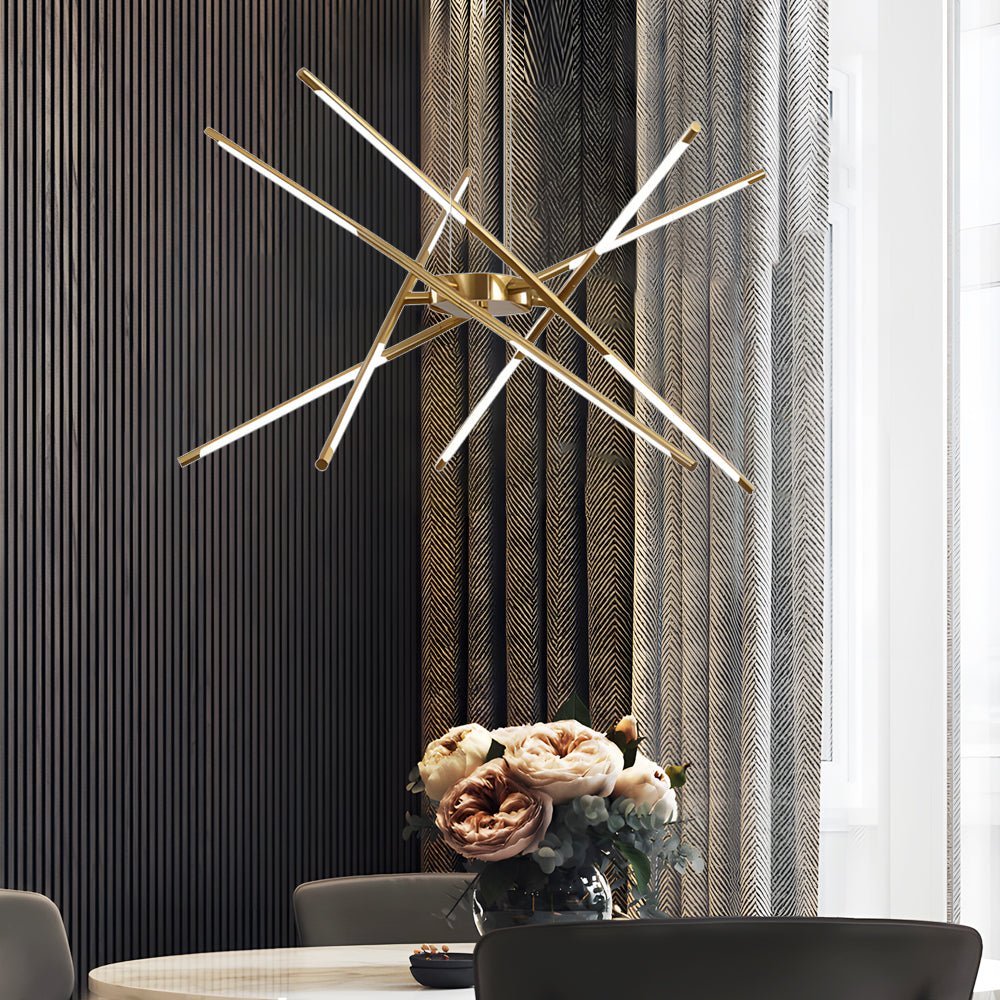 Modern Stepless Dimming Long LED Linear Sputnik LED Chandeliers - Gold/Black+Gold