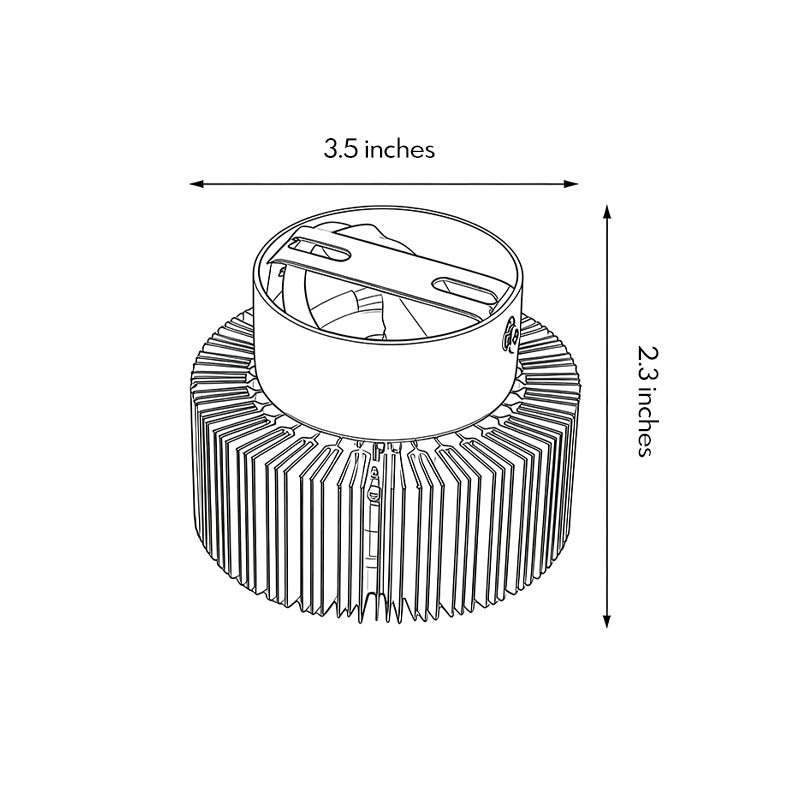 Modern sunburst ceiling fixture dimensions, front view with size specifications.