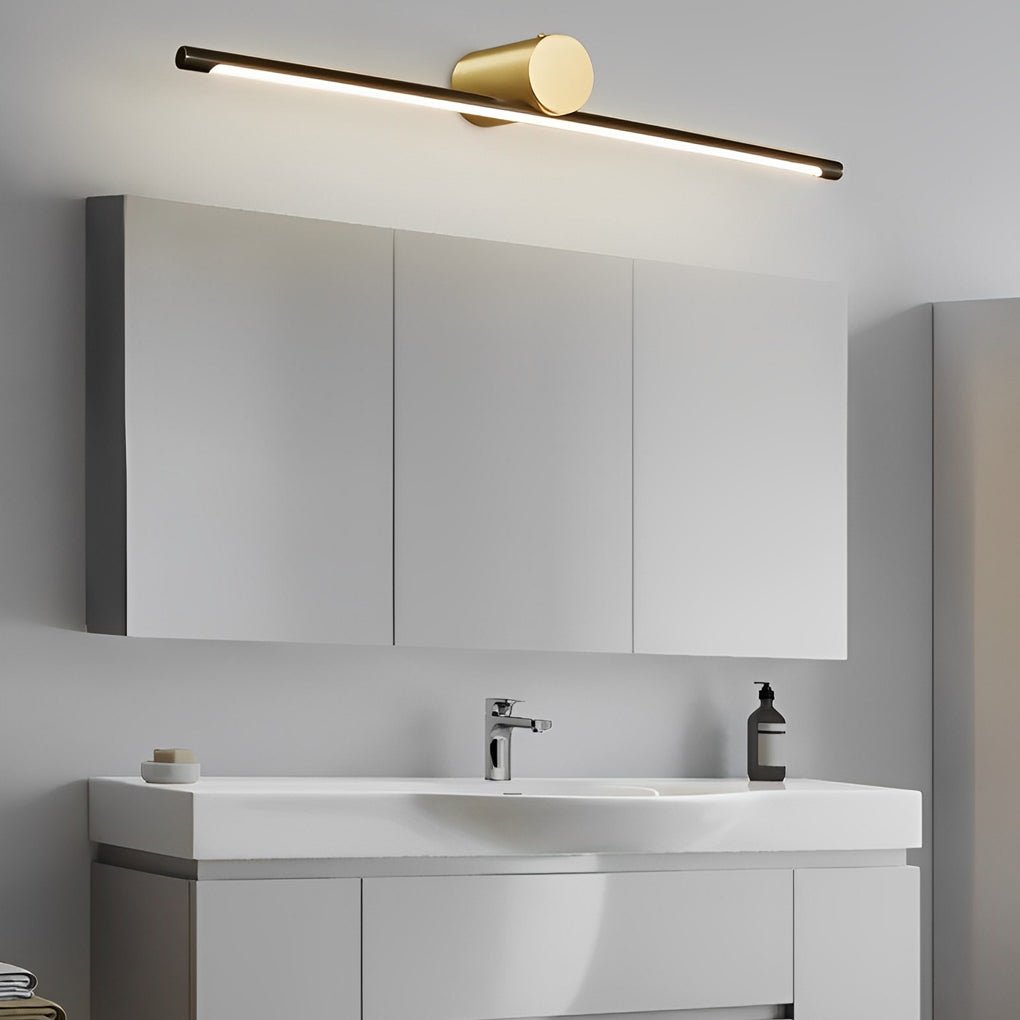 Modern Two - Tone Bathroom Vanity Light with Cylinder Fixture and Linear Bar