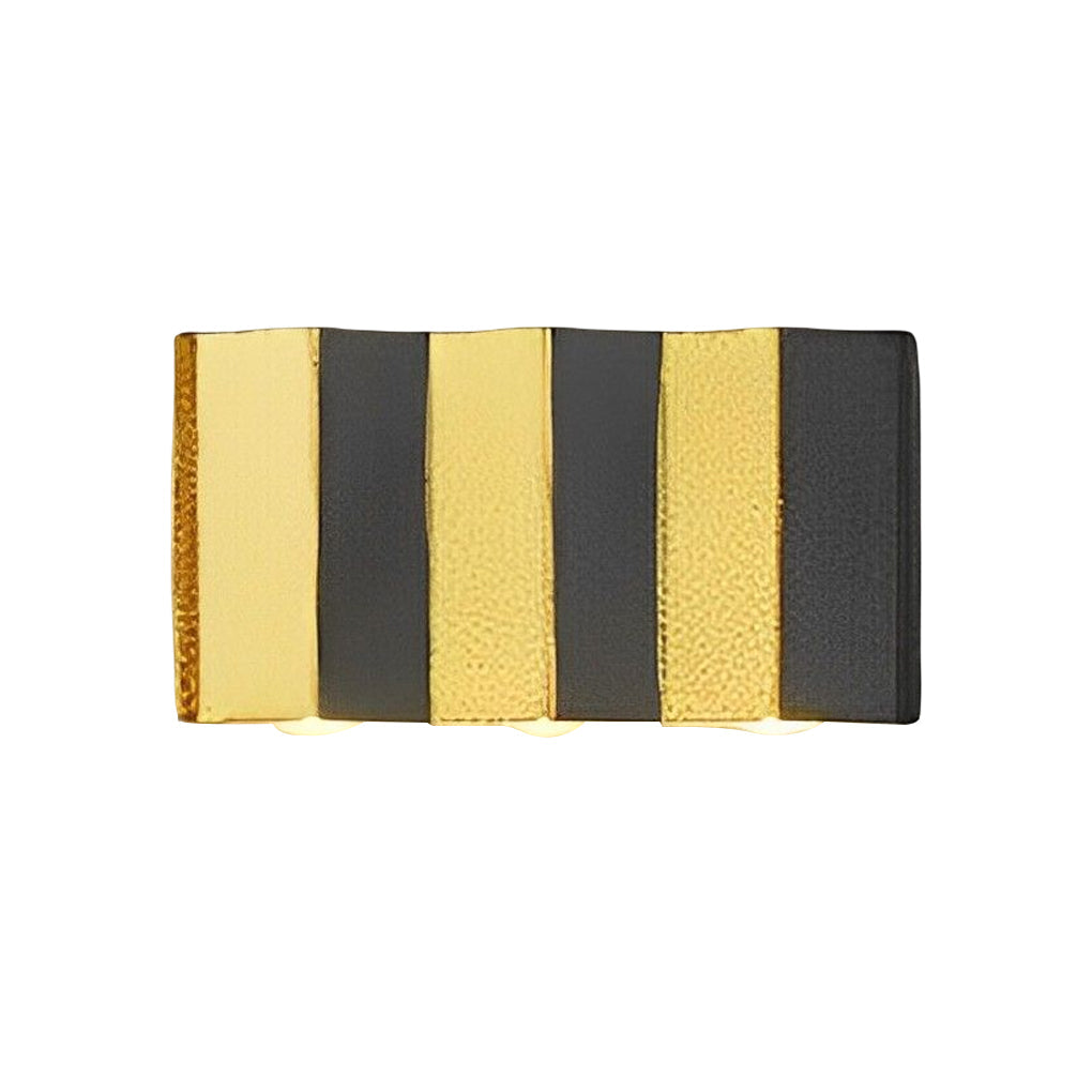 Modern up and down wall lights single-unit product view with striped black and gold design for contemporary exteriors.