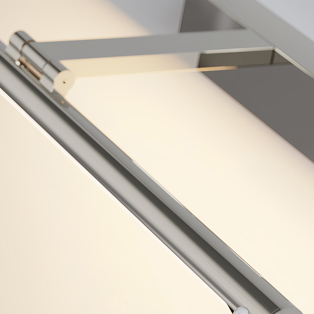 Side angle of modern bathroom vanity light highlighting slim profile and integrated LED technology