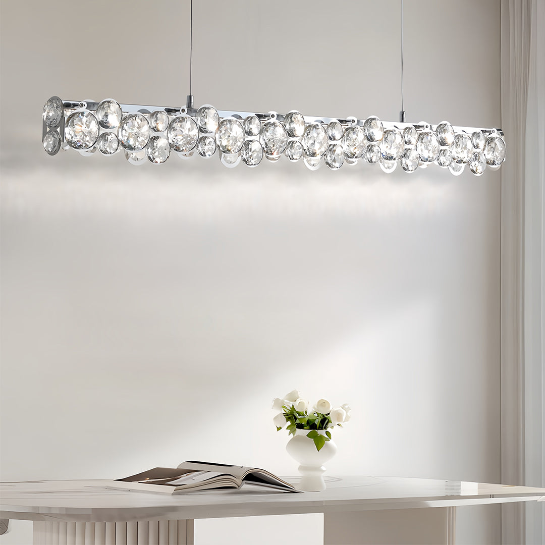 Modern wave design black and brown silver pendant light with crystal accent, perfect for kitchen island or dining room.