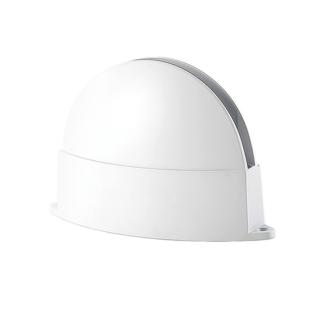 Modern white outdoor wall lights with glass shade chandelier aesthetic in arched shell design with textured top accent.