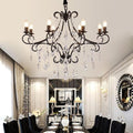 Vintage 8 - Light Candle Chandelier with Crystal Accents