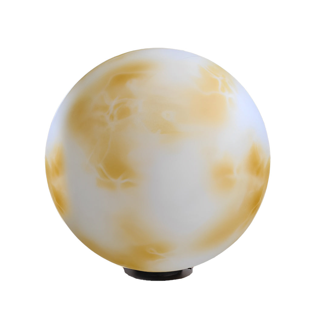 Moon-shaped stone pillar light with close-up view of realistic moon surface.