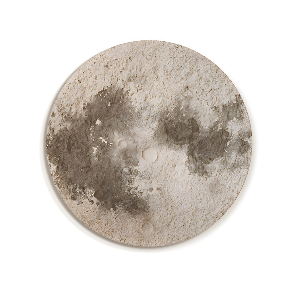 Moon wall lamp in white, side view of the minimalist design.