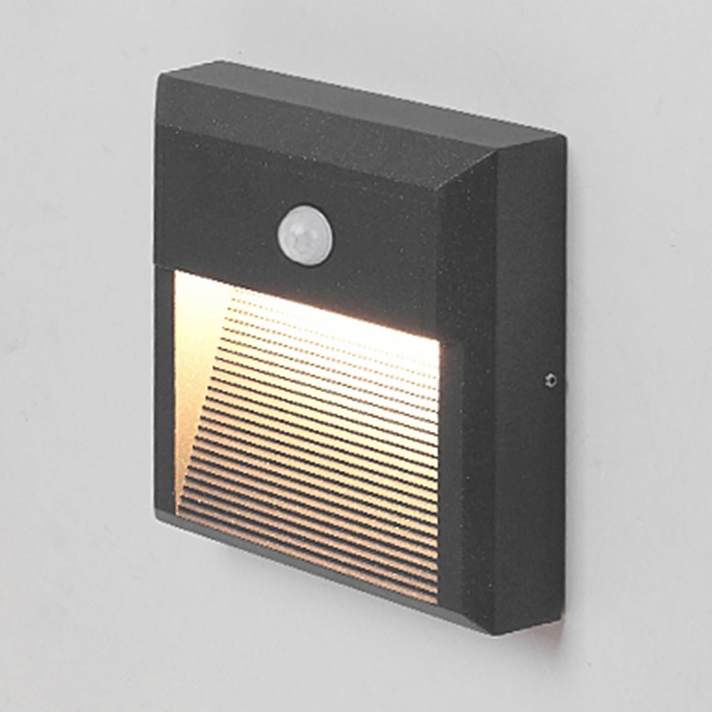 Motion sensor LED step lights illuminating a staircase with motion activation.