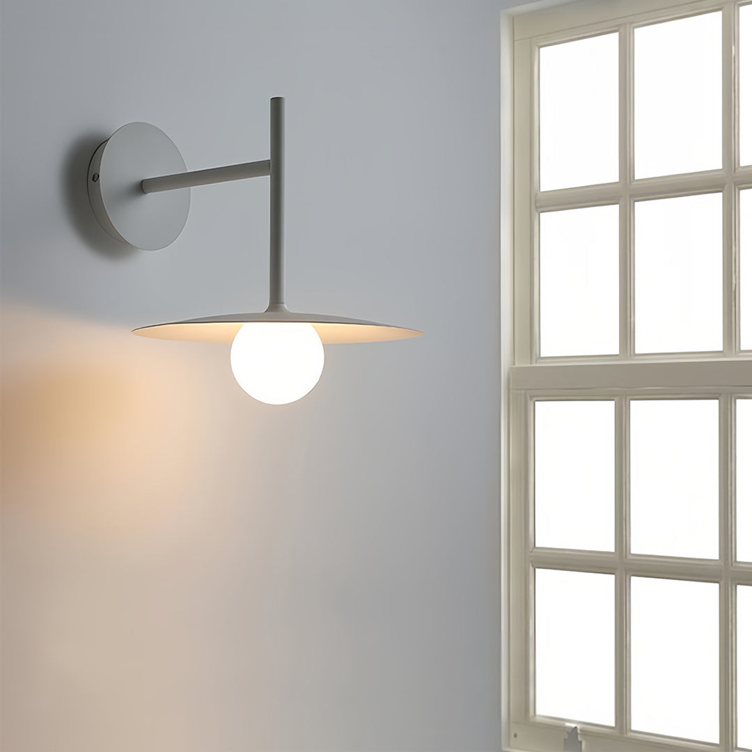 Multiple LED light wall lamps in stylish dining room with modern furniture and contemporary interior design