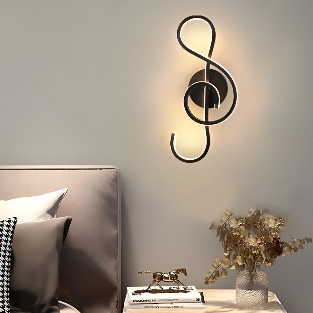 LED musical note wall light adds a modern touch to any indoor space, combining sleek black design with artistic flair.