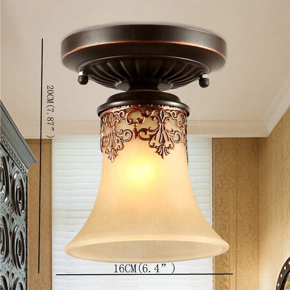 5 - light Bending Metal Bar Upside Down Glass Shade Vintage Chandelier Ceiling Light