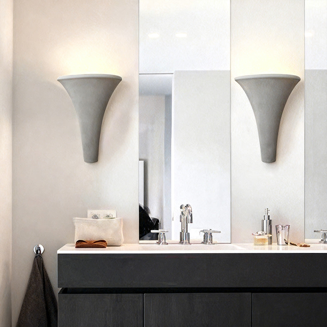 Night wall light with cement construction and upward illumination adds modern elegance and subtle lighting to bedrooms, living spaces, and corridors.