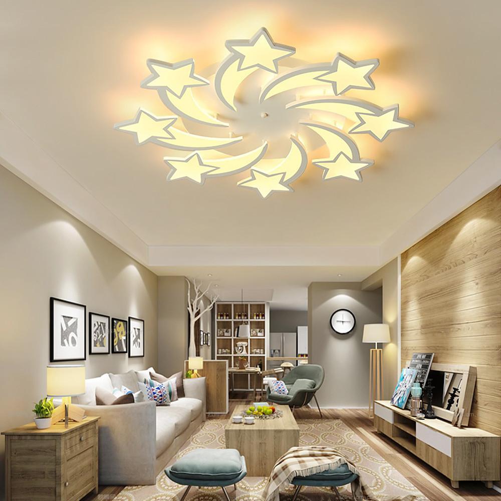 Celestial Shooting Stars Flush Mount Ceiling Light - LED, Dimmable, White, 5 to 15 Star Lights