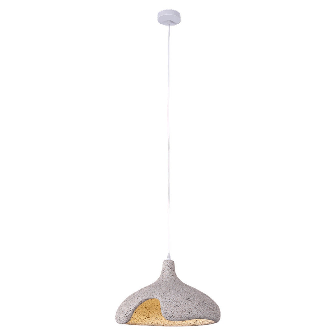 Off-white cement pendant light featuring soft curved design and smooth finish for cozy interiors.