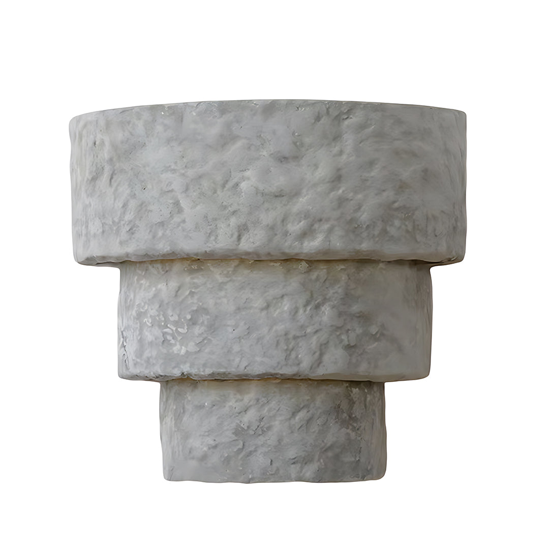 Organic night wall light with leaf-textured surface in soft gray ceramic finish