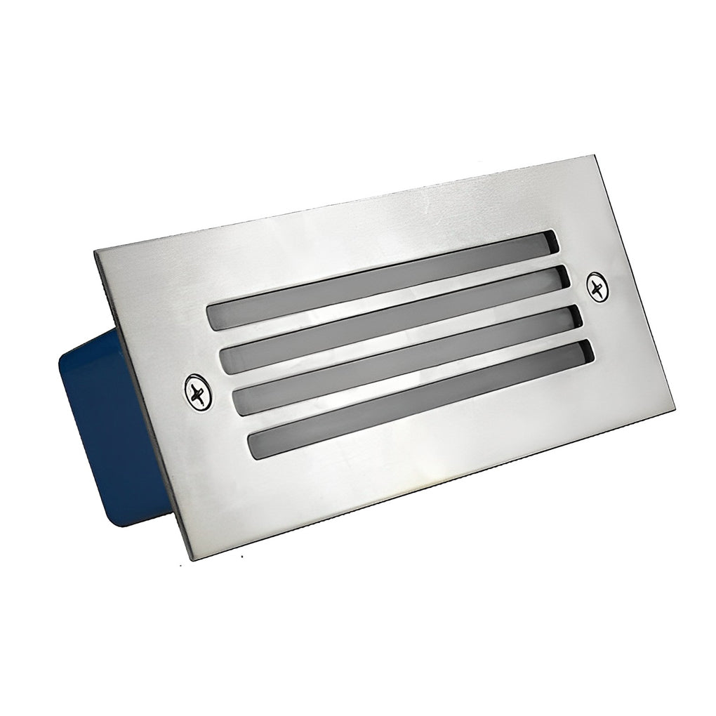Outdoor brick light with slotted face design, suitable for exterior walls and steps, providing focused and durable lighting.