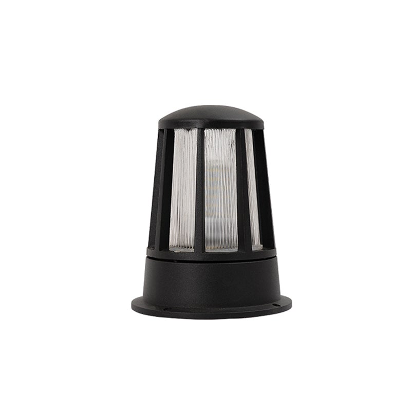 Outdoor garden path lamp enhancing a minimalist garden with soft illumination.