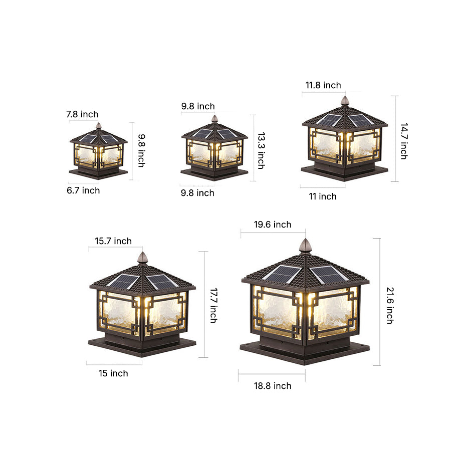 Outdoor garden pillar lights in various sizes, offering flexible options for garden illumination.